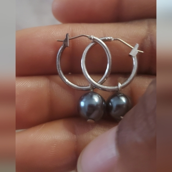 Natural Baltic Amber Circled Earring Sterling Silver Black Pendant Color Round🌴 - Picture 7 of 7